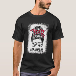 Bleached Grams Life Soccer Aunt Messy Bun Hair Mot T-Shirt