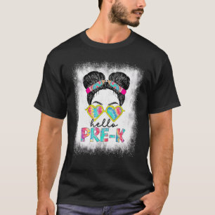 Bleached Hello Pre K Little Miss Back To School Ki T-Shirt