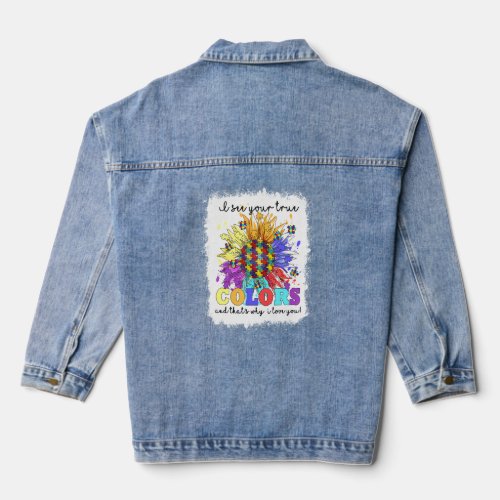 Bleached I See Your True Colors Sunflower Autism A Denim Jacket