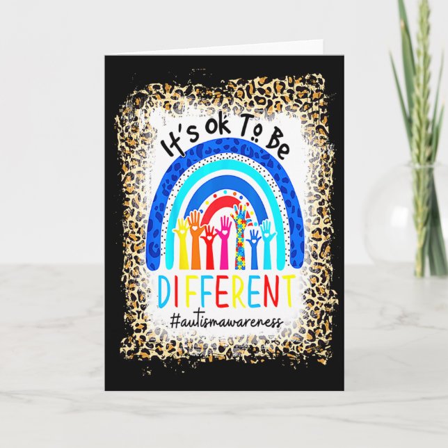Bleached Its Ok To Be Different Autism Awareness T Card (Front)