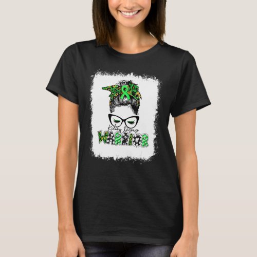 Bleached Kidney Disease Warrior Leopard Messy Bun  T_Shirt