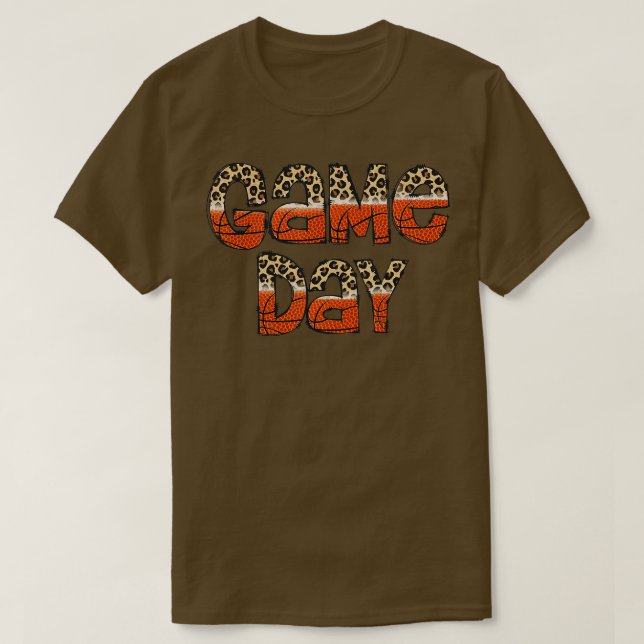 Bleached Leopard Basketball Game Day Vibes Basketb T-Shirt (Design Front)