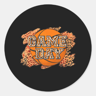 Bleached Leopard Basketball Game Day Vibes Classic Round Sticker