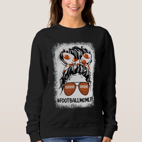 Bleached Leopard Football American Mom Life Messy  Sweatshirt