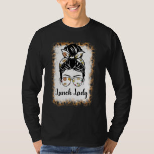 Bleached Leopard Lunch Lady Messy Bun Lunch Lady T-Shirt