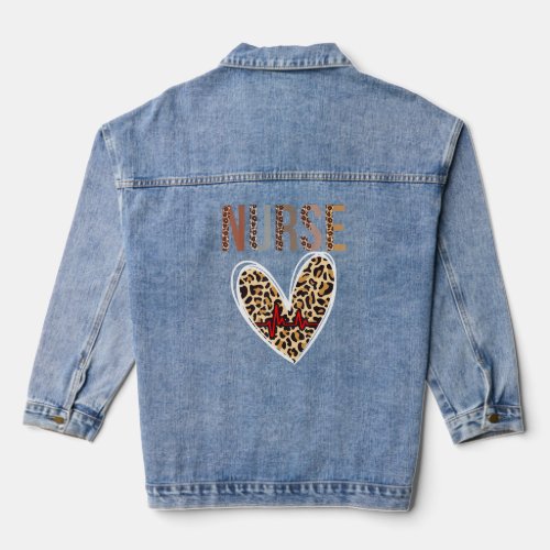 Bleached Leopard Nurse Appreciation Healthcare Wor Denim Jacket