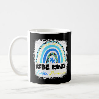 Bleached Leopard Rainbow Autism Awareness Be Kind  Coffee Mug