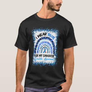 Bleached Leopard Rainbow Blue Ribbon Diabetes Awar T-Shirt