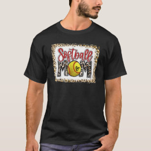 Bleached Leopard Softball Mom Softball Game Day Vi T-Shirt