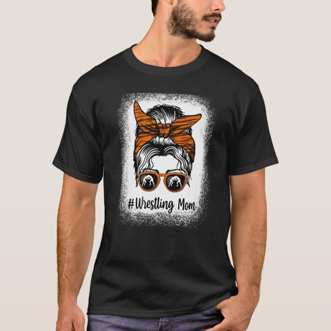 Bleached Life Wrestling Mom Leopard Messy bun Glas T-Shirt (Front)