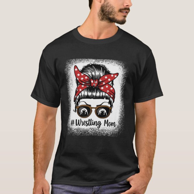 Bleached Life Wrestling Mom Leopard Messy bun Glas T-Shirt (Front)