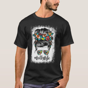 Bleached Lolly Life Messy Bun Football Player T-Shirt