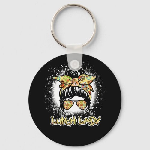 Bleached Lunch Lady Messy Hair Bun Lunch Lady Life Keychain