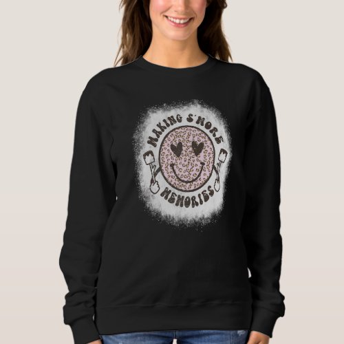 Bleached Making Smore Memories Leopard Smile Face Sweatshirt
