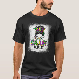 Bleached Mardi Gras One Cajun Norwex Messy Bun T-Shirt