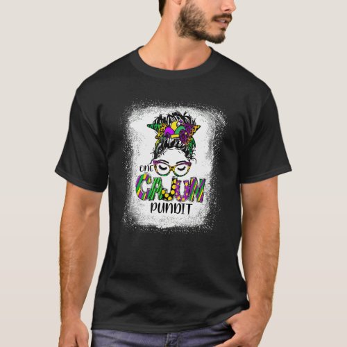 Bleached Mardi Gras One Cajun Pundit Messy Bun T_Shirt