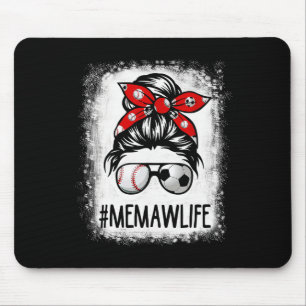 Bleached Memaw Life Soccer Messy Bun Bysebyll Game Mouse Pad