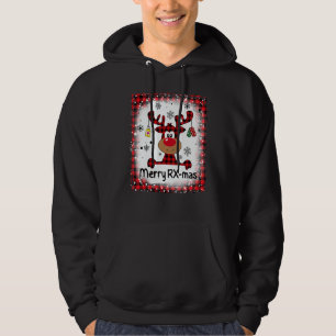 Bleached Merry RX Mas Reindeer Christmas Pharmacy Hoodie