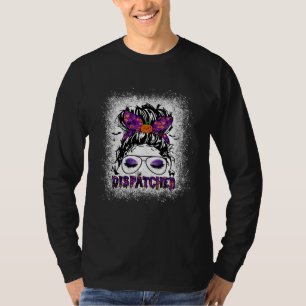 Bleached Messy Bun Hair Dispatcher Halloween Costu T-Shirt
