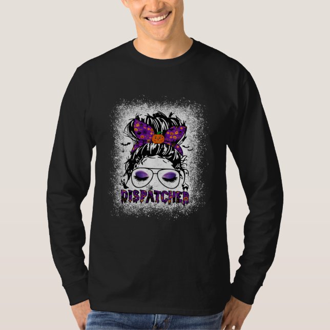 Bleached Messy Bun Hair Dispatcher Halloween Costu T-Shirt (Front)