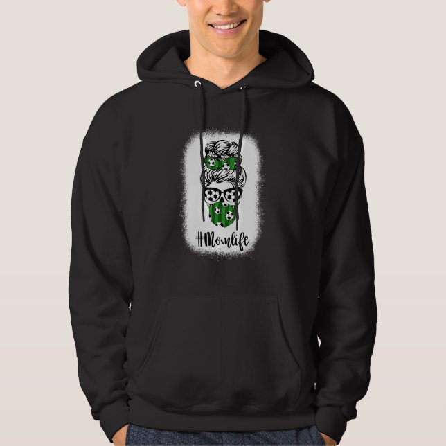 Bleached Messy Bun Hair Wearing Soccer Sunglasses  Hoodie (Front)