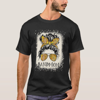 Bleached Messy Hair Woman Bun Band Mom Musical Mar T-Shirt