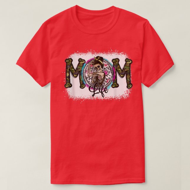 Bleached Mom Life Leopard Skeleton Camoue Mother's T-Shirt (Design Front)