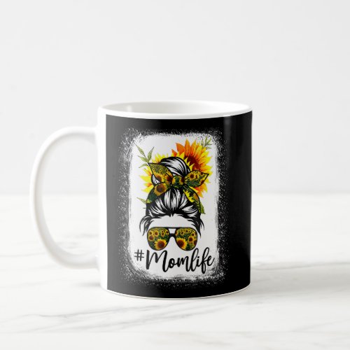 Bleached Mom Life Messy Bun Sunflower Women Mother Coffee Mug