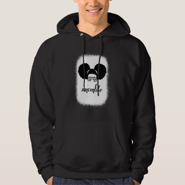 Bleached Mom Life Soccer Sport Messy Bun Hair Moth Hoodie (Front)