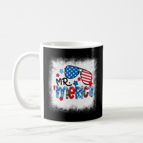 Bleached Mr Merica American Flag Glasses 4th Of Ju Coffee Mug