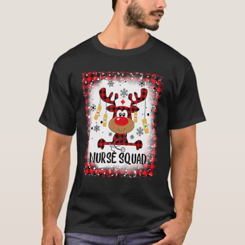 Bleached Nurse Squad Life Reindeer Christmas Pajam T_Shirt