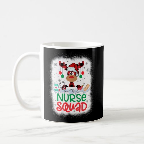 Bleached Nurse Squad Reindeer Red Plaid Santa Hat  Coffee Mug