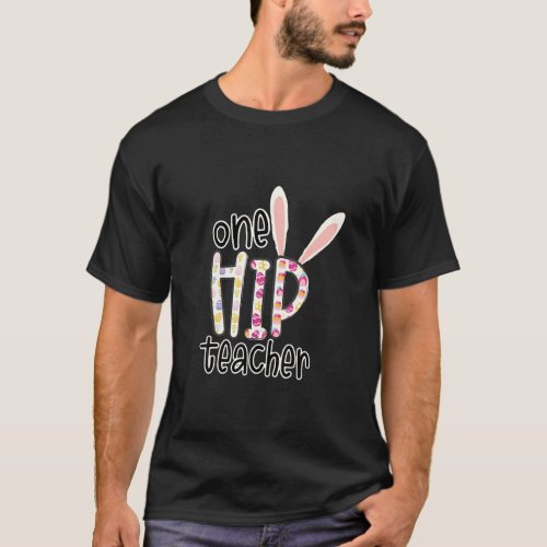 Bleached One Hip Teacher Bunny Easter Day Leopard  T_Shirt