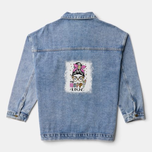 Bleached One Hoppy Aide Bunny Easter Day  Denim Jacket