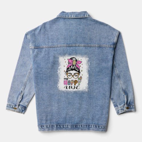 Bleached One Hoppy Aide Bunny Easter Day  Denim Jacket