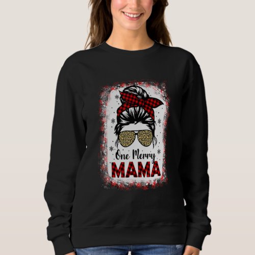 Bleached One Merry Mama Leopard Buffalo Plaid Chri Sweatshirt