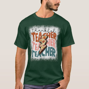 Bleached One Thankful Teacher Thanksgiving Fall Te T-Shirt