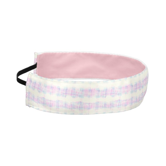 Bleached Pastel Plaid Print Athletic Headband (Left)