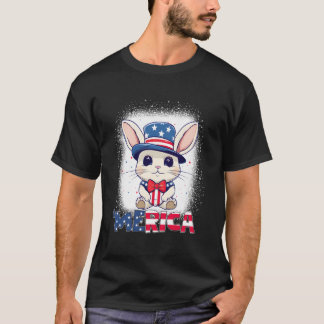 Bleached Patriotic Rabbit 4Th Of July Fireworks Me T-Shirt