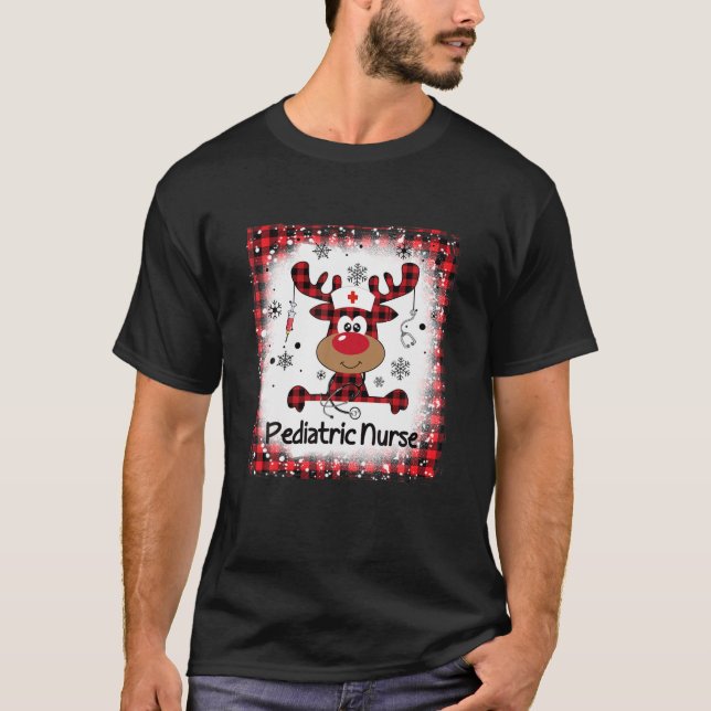 Bleached Pediatric Nurse Life Reindeer Christmas X T-Shirt (Front)
