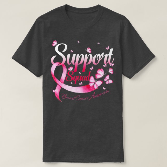 Bleached Pink Ribbon Support Squad Awareness  (87) T-Shirt (Design Front)