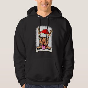 Bleached Pitbull Santa Lights Christmas Dog Reinde Hoodie