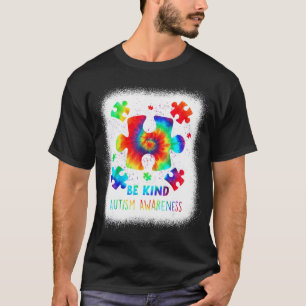 Bleached Puzzle Piece Be Kind Autism Awareness Tie T-Shirt