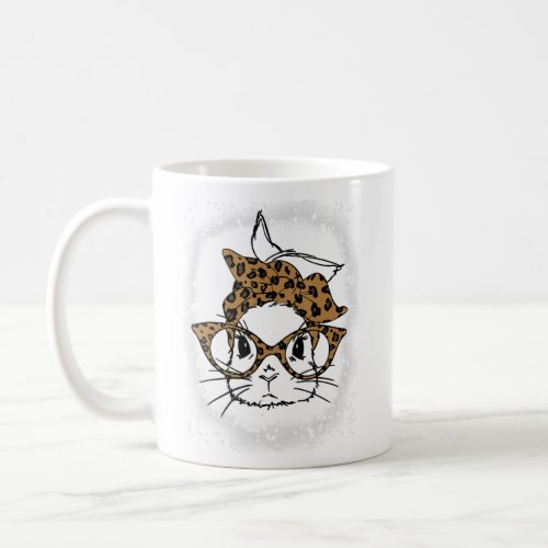 Bleached Rabbit Bunny Wearing Leopard Glasses Cute Coffee Mug