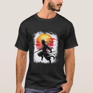 Bleached Samurai Cat Retro Vibes Ninja Japanese T-Shirt