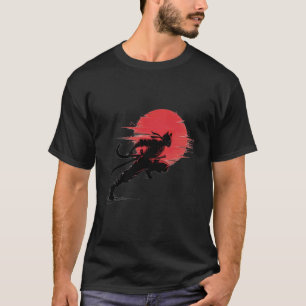 Bleached Samurai Cat Retro Vibes Ninja Japanese T-Shirt