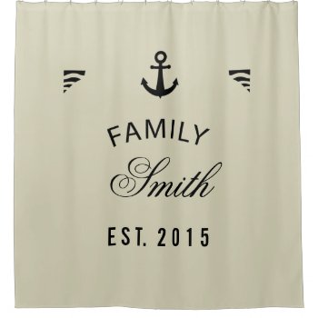Bleached Sand Family Name Anchor Personalized Shower Curtain by RicardoArtes at Zazzle