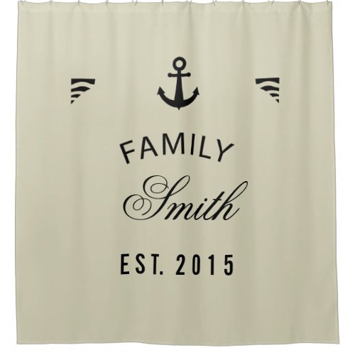 Bleached Sand Family Name Anchor Personalized Shower Curtain