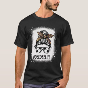 Bleached Soccer Deedee Life Leopard Messy Bun Moth T-Shirt