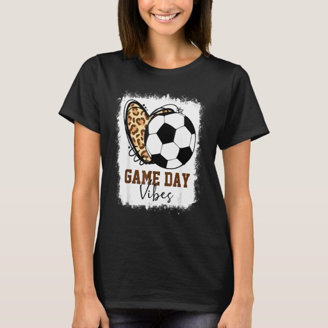 Bleached Soccer Game Day Vibes Leopard Soccer Mom  T-Shirt (Front)